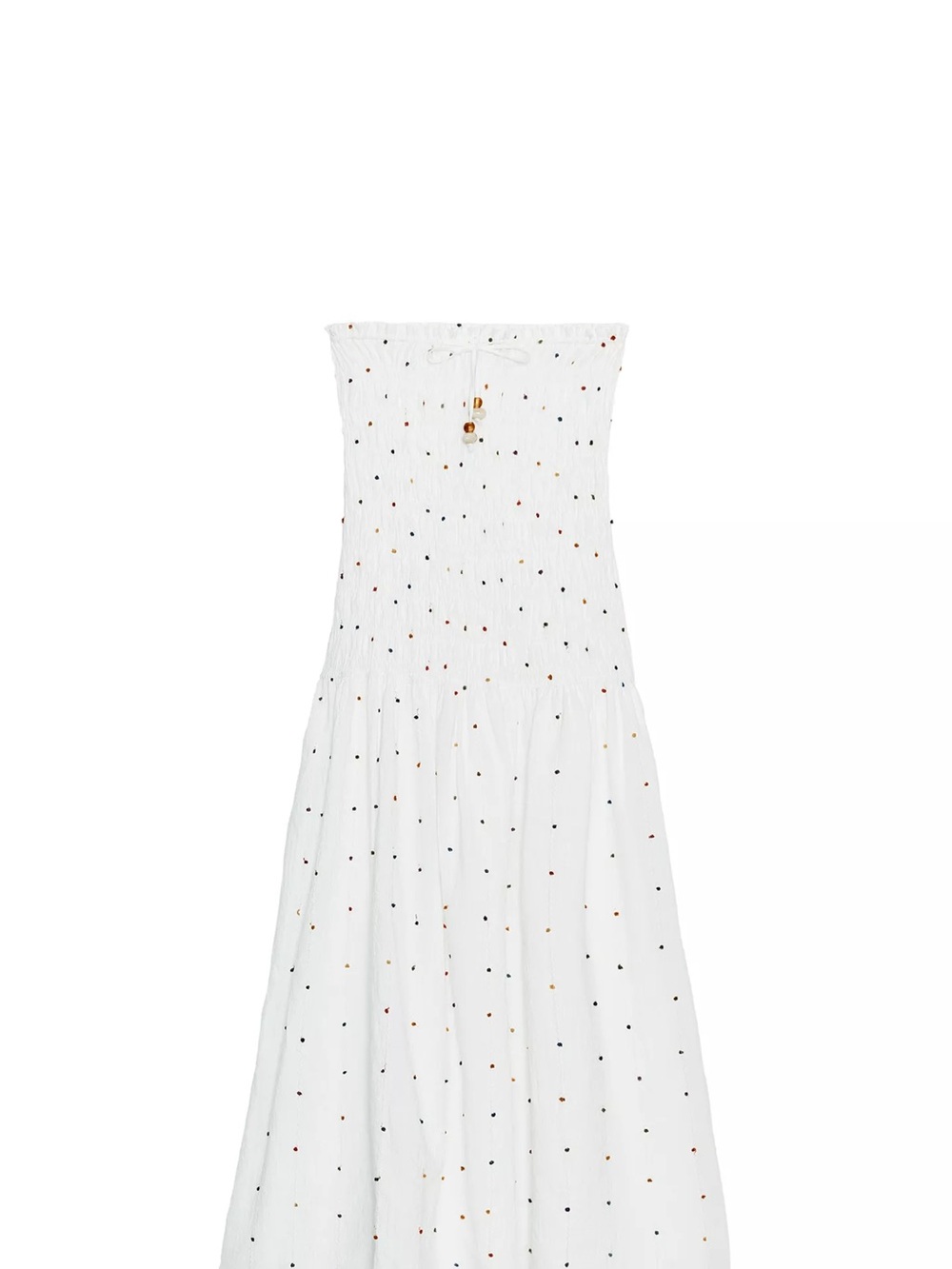 Zara White Midi Dress with Multicolor Dot Print